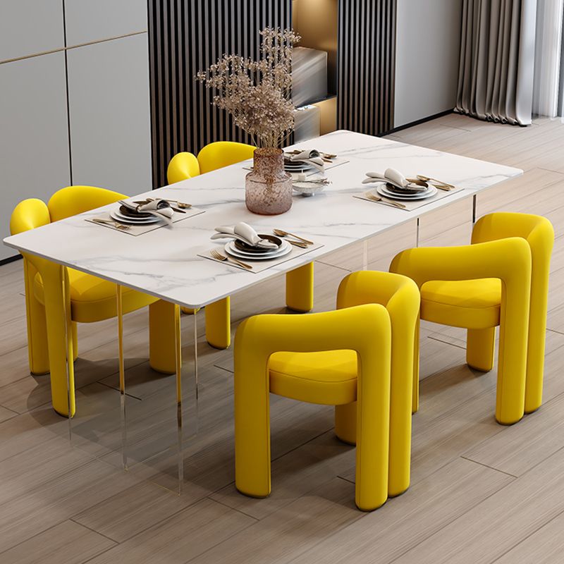 Modern Style Upholstered Dining Armchair Open Back Dining Arm Chair