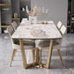Glam 1/4/5/7 Pieces Rectangle Dining Table Set with Sintered Stone Scalable Dinette Set Clearhalo 'Dining Room Sets' 'Dining Tables & Seating' 'dining_room_set' 'furn' 'furn_dining_room_set' 'Furniture' 'furniture_dining_room_set' 'Kitchen & Dining Furniture' 'kitchen&dining_furn' 'kitchen' 1200x1200_bd2bf542-7b7a-4e19-90e6-f5713b877ace