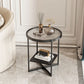 Modern Glass Side End Table Metal Cross Legs Round Corner Table