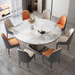 Stone Tabletop Round Extendable Dining Table in White with Storage Clearhalo 'Dining Tables & Seating' 'Dining Tables' 'dining_table' 'furn' 'furn_dining_table' 'Furniture' 'Kitchen & Dining Furniture' 1200x1200_bd2dc9a8-70ec-4b35-8f15-e80a3a16afd7