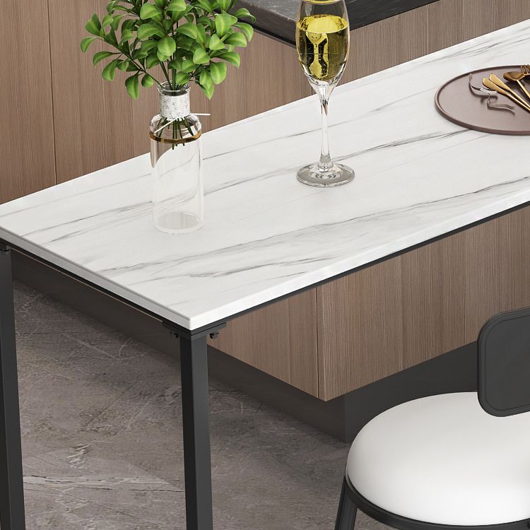 Set tavolo e sgabello da bar moderno Tavolo e sgabelli da bar rettangolari con piano in pietra da 1/3/5 pezzi