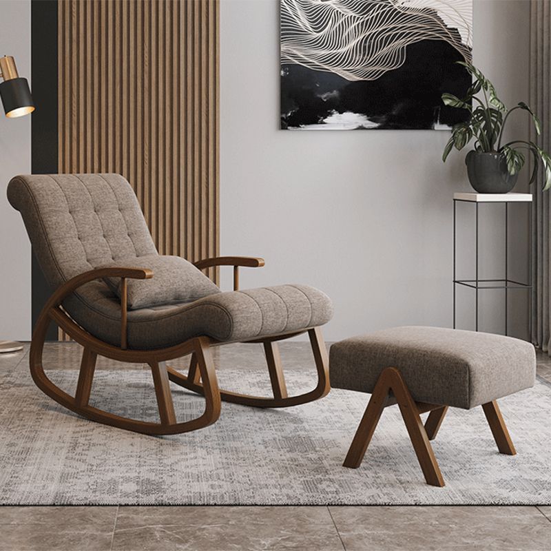 Mid Century Fabric Rocking Chair with Pillow Textured Rocker Chair for Living Room Clearhalo 'Chairs & Seating' 'furn' 'furn_rocking_chairs' 'Furniture' 'Living Room Furniture' 'Rocking Chairs' 'rocking_chairs' 1200x1200_bd305c6e-e523-4507-afa9-55273810bbe2