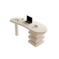 Irregular Shaped Wood Office Desk White Writing Desk with 3-Drawer