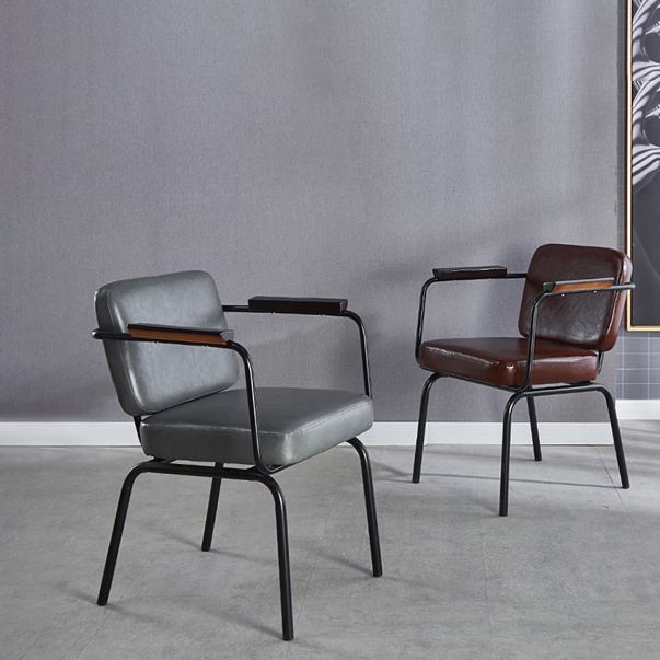 Metal Industrial Dining Room Chair Metallic Finish Parsons Dining Arm Chair Clearhalo ' kitchen&dining_furn' 'Dining Chairs' 'Dining Tables & Seating' 'dining_chair' 'furn' 'furn_dining_chair' 'Furniture' 'furniture_dining_chair' 'Kitchen & Dining Furniture' 'kitchen' 1200x1200_bd309cba-b143-4826-8781-0274d1474dbb