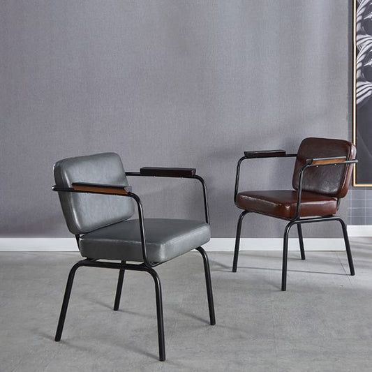 Metal Industrial Dining Room Chair Metallic Finish Parsons Dining Arm Chair Clearhalo ' kitchen&dining_furn' 'Dining Chairs' 'Dining Tables & Seating' 'dining_chair' 'furn' 'furn_dining_chair' 'Furniture' 'furniture_dining_chair' 'Kitchen & Dining Furniture' 'kitchen' 1200x1200_bd309cba-b143-4826-8781-0274d1474dbb