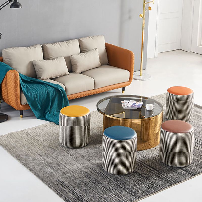 Modern Contrast Color Boucle Pouf Cylinder Shape Cotton Scratch Fool Stool Ottoman Clearhalo 'furn' 'furn_ottomans_poufs' 'Furniture' 'Living Room Furniture' 'Ottomans & Poufs' 'ottomans_poufs' 1200x1200_bd31f19b-2b3e-4bd4-9116-b951a1c49aeb