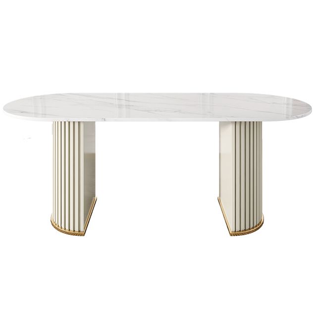 Minimalist Oval Shape White Dining Table Standard Sintered Stone Dining Table for Kitchen Clearhalo ' dining_table' 'Dining Tables & Seating' 'Dining Tables' 'furn' 'furn_dining_table' 'Furniture' 'furniture_dining_table' 'Kitchen & Dining Furniture' 'kitchen&dining_furn' 'kitchen' 'kitchen_dining_table' 1200x1200_bd320815-a455-4407-8ca0-8f50dff7b783