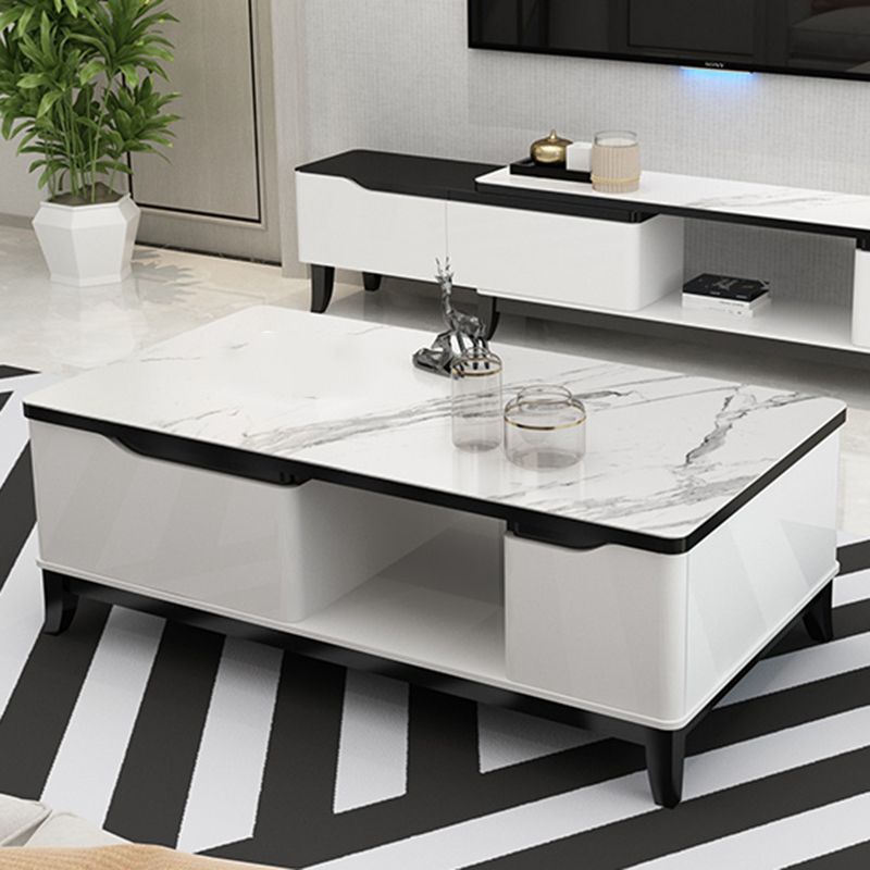 17.7 " Tall Contemporary Wood 4 Legs Glass/slate Rectangular Top Coffee Table with Drawers Clearhalo 'Coffee & Accent Tables' 'Coffee Tables' 'coffee_tables' 'furn' 'furn_coffee_tables' 'Furniture' 'furniture_coffee_tables' 'Living Room Furniture' 1200x1200_bd32b951-5411-4c26-98c3-3181001ae43d