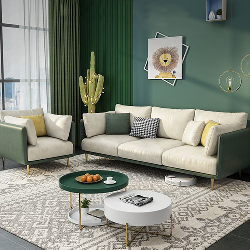 Imitation Leather Sofa with Pillow Back Square Armrest Latex Seat Filled with Wood Clearhalo 'Furniture' 'furniture_sofas' 'kitchen' 'kitchen_sofas' 'Living Room Furniture' 'Sofa' 'sofas' 1200x1200_bd34ab1e-3c51-4dea-b6b5-98c02c7d427c