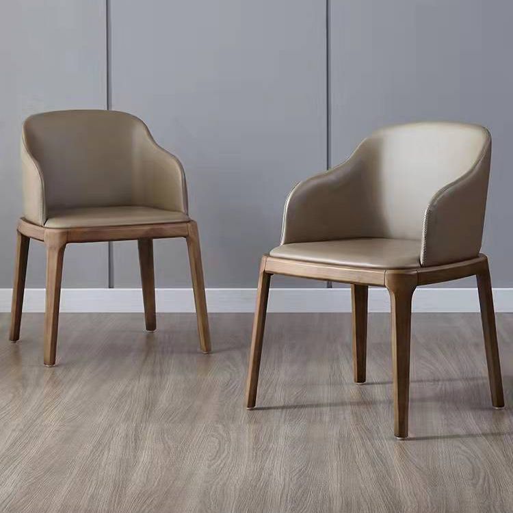 Minimalist Style Arm Dining Chairs Leather Solid Back Upholstered Chairs (Set of 2) Clearhalo ' kitchen&dining_furn' 'Dining Chairs' 'Dining Tables & Seating' 'dining_chair' 'furn' 'furn_dining_chair' 'Furniture' 'furniture_dining_chair' 'Kitchen & Dining Furniture' 'kitchen' 1200x1200_bd358016-cfb5-4a15-8cc3-bced1adb2042