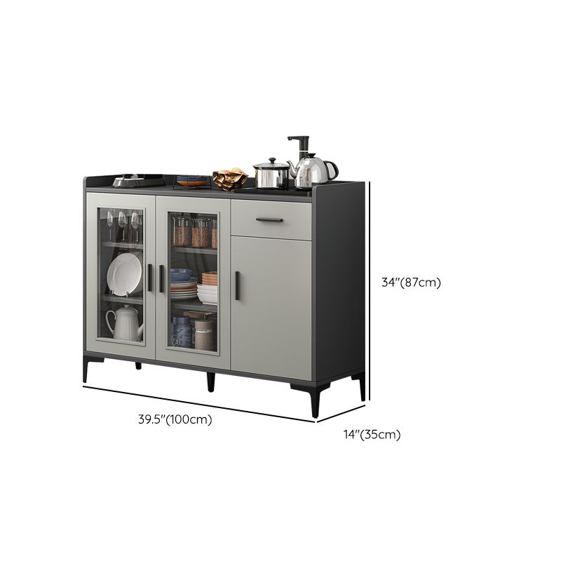 Server da pranzo in stile moderno grigio colore ingegnerizzato in legno con 1 cassetto