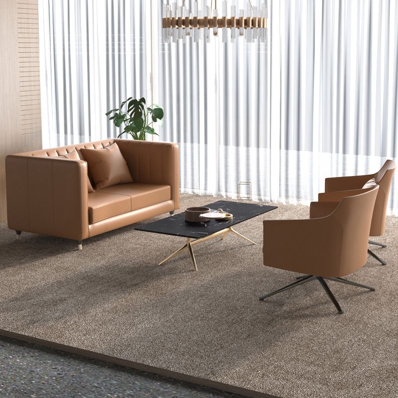 Glam Seating Genuine Leather Orange Cushions Square Arm Living Room Sofa