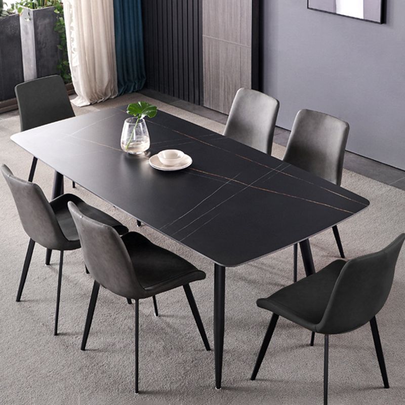 Modern Leather Side Chair Solid Back Dining Chair with Metal Base Clearhalo 'Dining Chairs' 'Dining Tables & Seating' 'dining_chair' 'furn' 'furn_dining_chair' 'Furniture' 'Kitchen & Dining Furniture' 1200x1200_bd36f623-c7d6-407c-956a-d42831d14a78