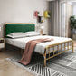 Contemporary Panel Rectangular Upholstered Headboard Metal Bed Frame