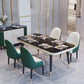 Glossy Black Dining Table Set 1/2/5/7 Pieces Metal Dinette Set with Faux Leather Chairs