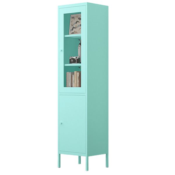 Contemporary Style Metal Bookcase Closed Back Bookshelf with Door for Home Clearhalo 'Bookcases' 'Furniture' 'furniture_bookcases' 'Office Furniture' 1200x1200_bd38c577-b472-4073-9b0c-57214dc2bc56