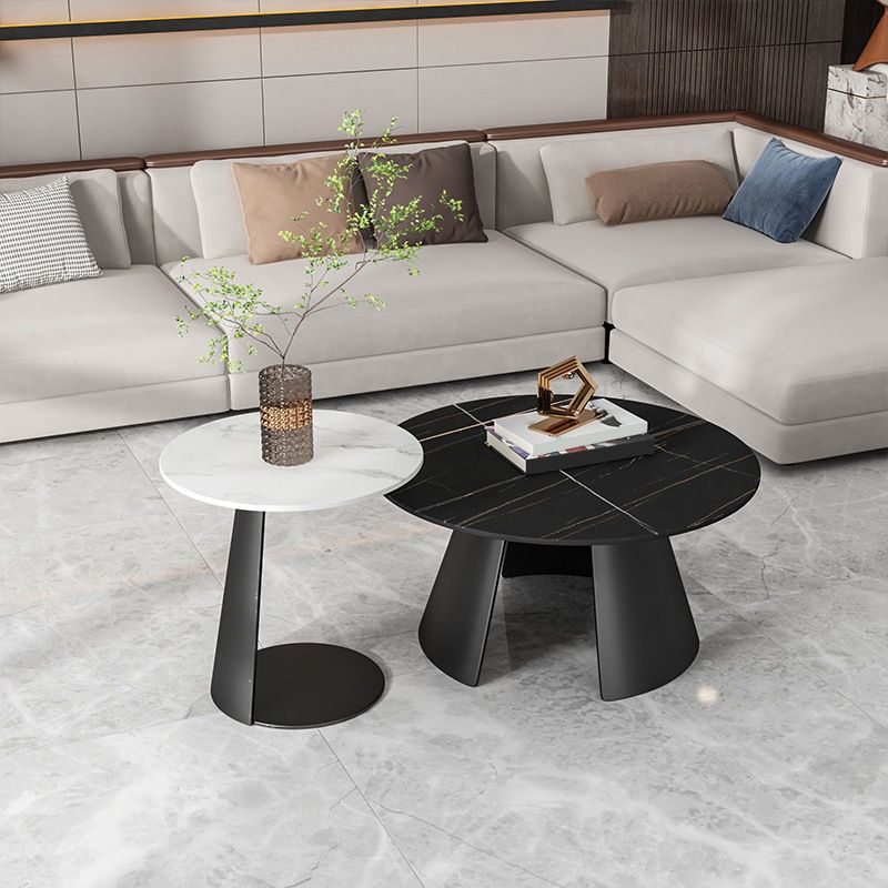 Glam Table basse ronde sur pied / 3 pieds en ardoise