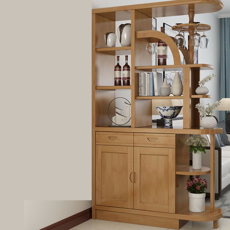 Contemporary 2-drawer Solid Wood 74.8" Tall Accent Cabinet with Doors Clearhalo 'Cabinets & Chests' 'cabinets_chests' 'furn' 'furn_cabinets_chests' 'Furniture' 'Living Room Furniture' 1200x1200_bd3b9c3a-96c0-4f9a-8d2f-825597f40c84