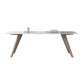 Modern Sintered Stone White Table Dining Table with Wooden Base and 4 Legs