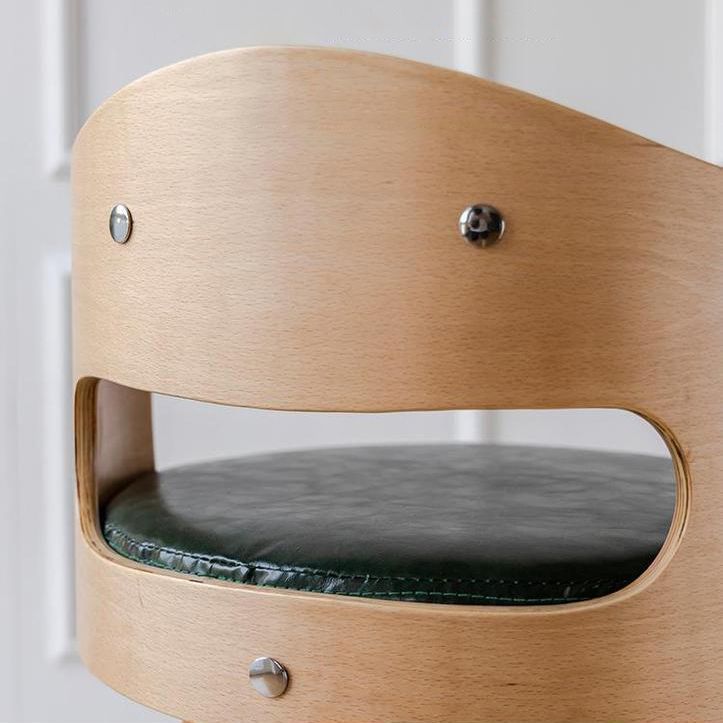 Taburete de madera contemporáneo taburete de cuero falso en acabado mate para interiores