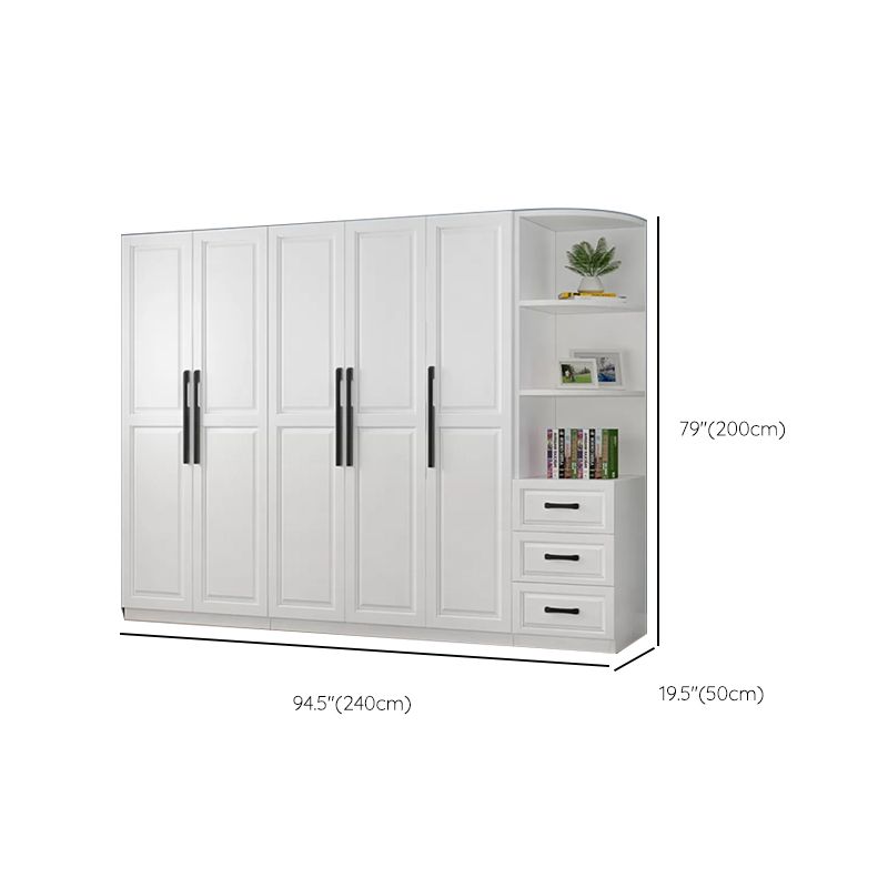 Freestanding Wood Frame Wardrobe Modern Hinged Soft Close Doors Wardrobe and Drawers Clearhalo 'Armoires & Wardrobes' 'armoires_wardrobes' 'Bedroom Furniture' 'furn' 'furn_armoires_wardrobes' 'Furniture' 1200x1200_bd40d1f2-6f9a-4cc7-a746-354d9d506c8e