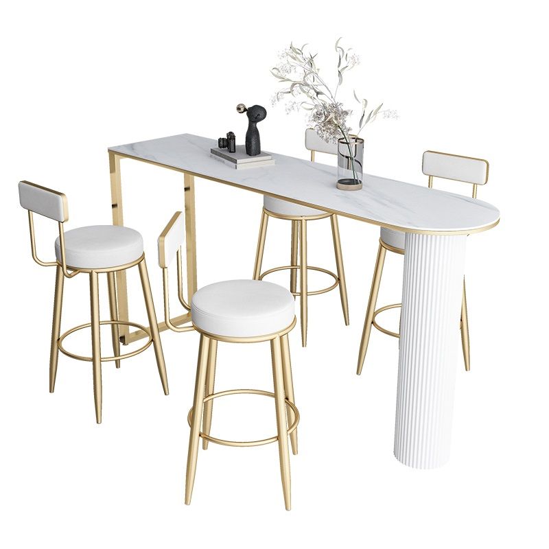 Industrial Iron Bar Dining Table with Stone Top Indoor Bistro Table Fixed Table Clearhalo 'Bar Furniture' 'Bar Tables' 'bar_tables' 'furn' 'furn_bar_tables' 'Furniture' 'furniture_bar_tables' 'Kitchen & Dining Furniture' 1200x1200_bd41a528-7dc5-4957-8d0f-a45eafcce69a