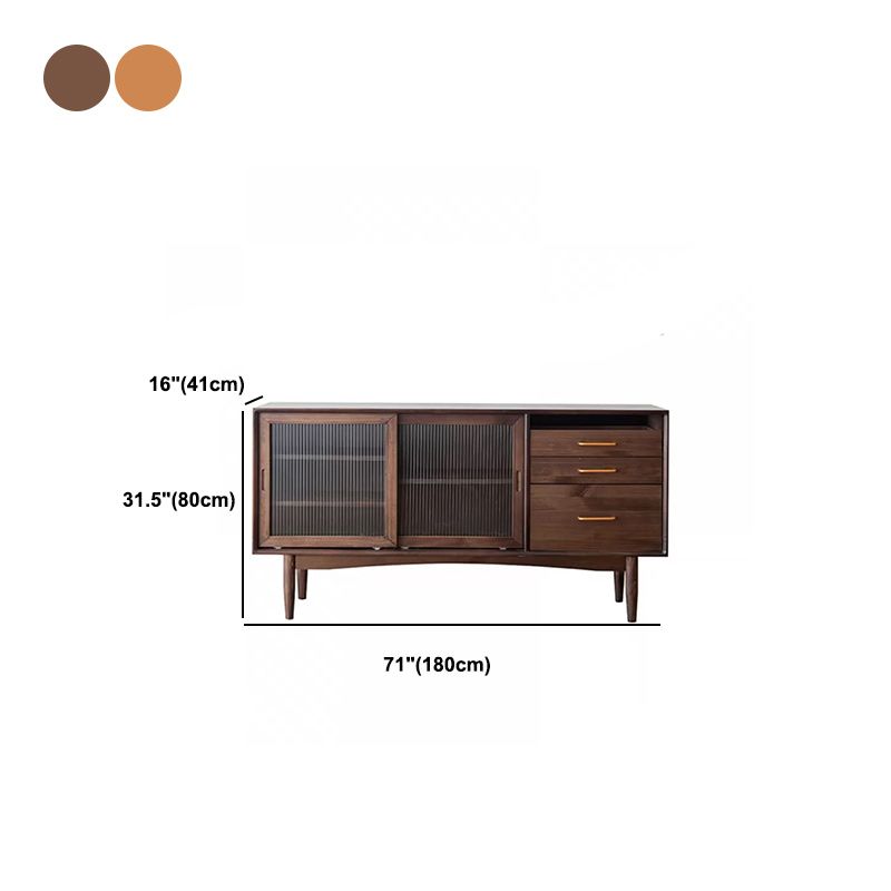 Sideboard di porta scorrevole in legno massiccio contemporaneo con 3 cassetti