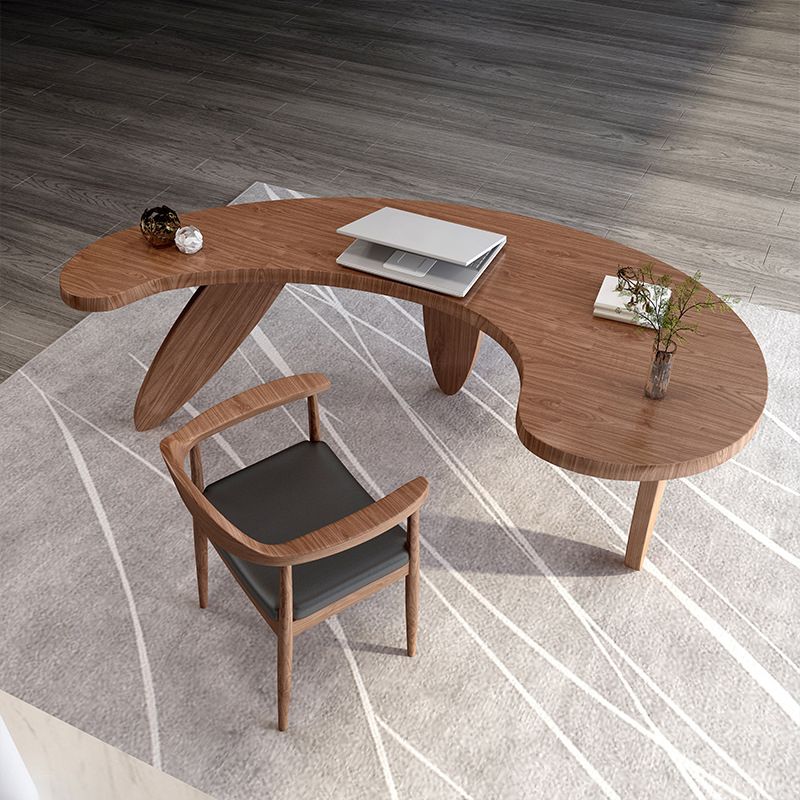 Modern Irregular Shape Home Writing Desk Solid Wood Desk for Office and Bedrooom Clearhalo 'furn' 'furn_office_desk' 'Furniture' 'Office Desks' 'Office Furniture' 'office_desk' 1200x1200_bd44077d-d4cc-4061-9760-a9e94a803389