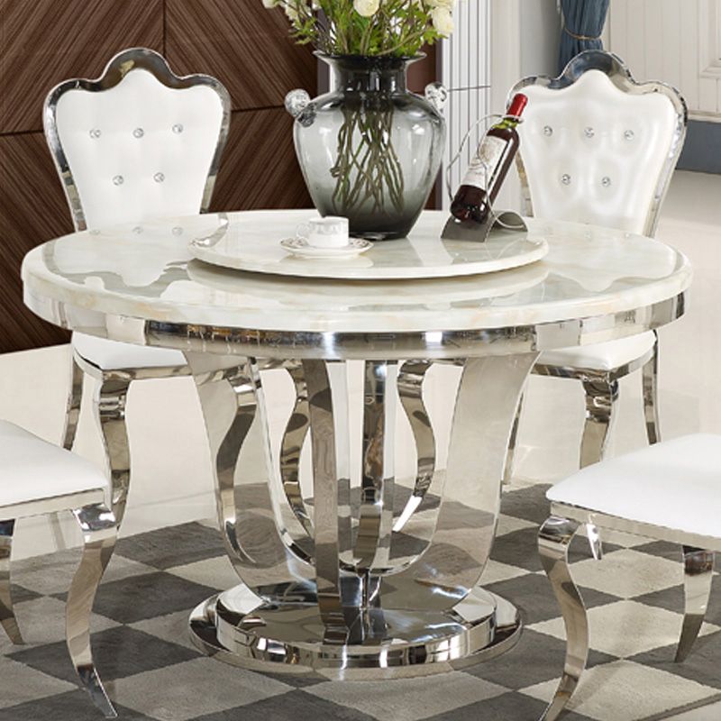 Marble Dining Table Luxury Style Single Pedestal Base Round Table for Dining Room Clearhalo ' dining_table' 'Dining Tables & Seating' 'Dining Tables' 'furn' 'furn_dining_table' 'Furniture' 'furniture_dining_table' 'Kitchen & Dining Furniture' 'kitchen&dining_furn' 'kitchen' 'kitchen_dining_table' 1200x1200_bd458eb2-d8aa-4b20-b412-c7a126d68821