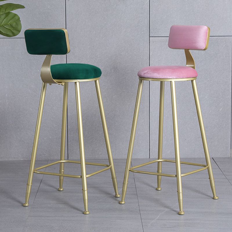 Glam Backrest Armless Counter Stool Iron Beauty Shop Bar Stool with Suede Cushion Clearhalo 'Bar Furniture' 'Bar Stools' 'bar_stools' 'furn' 'furn_bar_stools' 'furniture_bar_stools' 'Kitchen & Dining Furniture' 'kitchen&dining_furn' 'kitchen' 'kitchen_furn' Furniture' 1200x1200_bd4686b4-d290-4b2f-926f-dcd3160edc9e