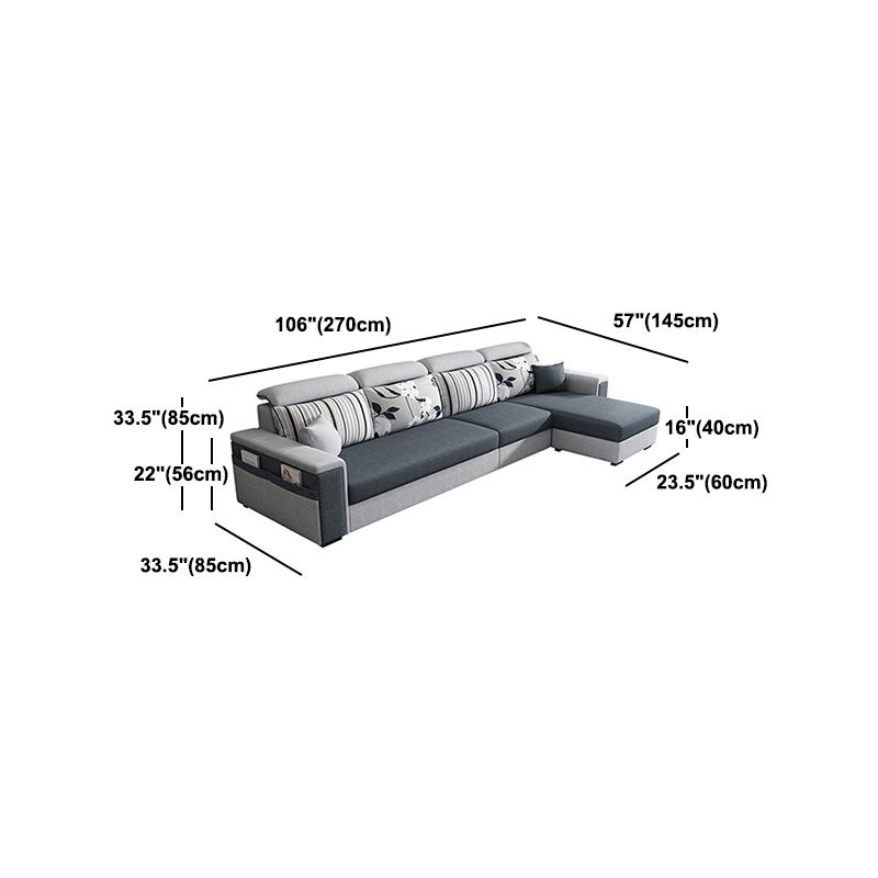 Dark Gray Removable Cushions Pillow Top Arm Sofa/Sectional with Slipcover and Storage