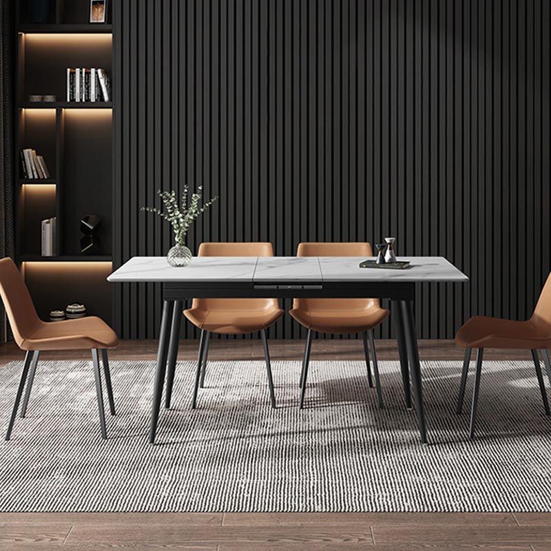 Rectangular Sintered Stone Dining Table Modern Furniture with 4 Legs for Home Clearhalo 'Dining Tables & Seating' 'Dining Tables' 'dining_table' 'furn' 'furn_dining_table' 'Furniture' 'Kitchen & Dining Furniture' 1200x1200_bd472ef8-384c-4495-a958-c00fdef6419b