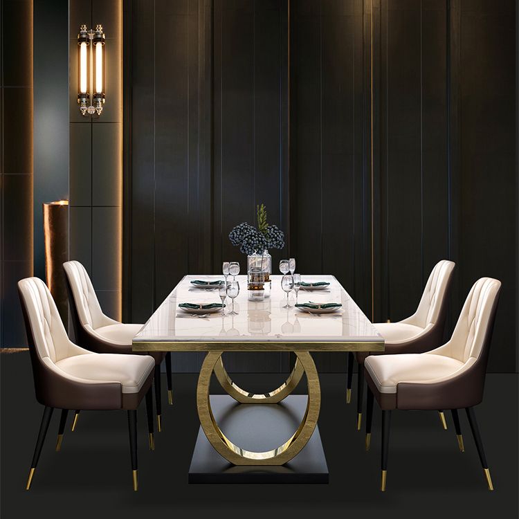 Modern 1/4/5/7 Pieces White Dining Table Set with Marble Top Rectangle Dinette Set Clearhalo 'Dining Room Sets' 'Dining Tables & Seating' 'dining_room_set' 'furn' 'furn_dining_room_set' 'Furniture' 'furniture_dining_room_set' 'Kitchen & Dining Furniture' 'kitchen&dining_furn' 'kitchen' 1200x1200_bd47d5ca-5129-4772-b454-9f12cb3676e8