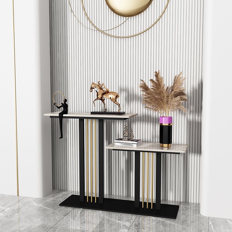 Rectangle Shape Contemporary Console Table Stone Sofa Table in White