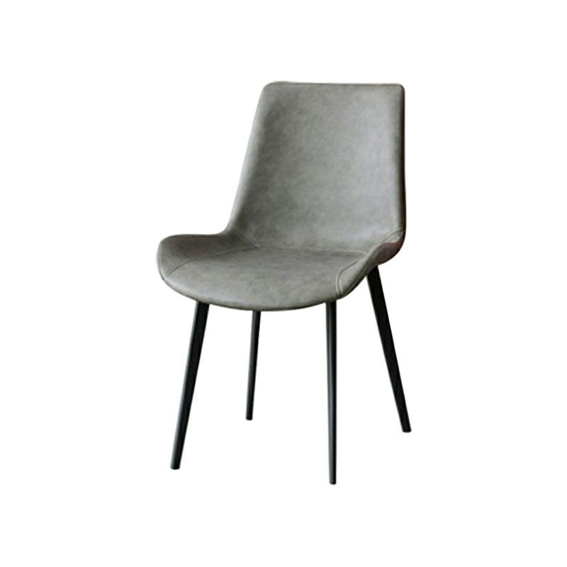 Modern Leather Brasserie Side Chair Solid Back Dining Chair with Black Legs Clearhalo ' kitchen&dining_furn' 'Dining Chairs' 'Dining Tables & Seating' 'dining_chair' 'furn' 'furn_dining_chair' 'Furniture' 'furniture_dining_chair' 'Kitchen & Dining Furniture' 'kitchen' 1200x1200_bd498b2f-2a95-4418-b317-8624aa11bfb8