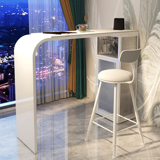 コンテンポラリースタイルバーテーブルストーンレクタングルバーワインテーブルストレージ付き