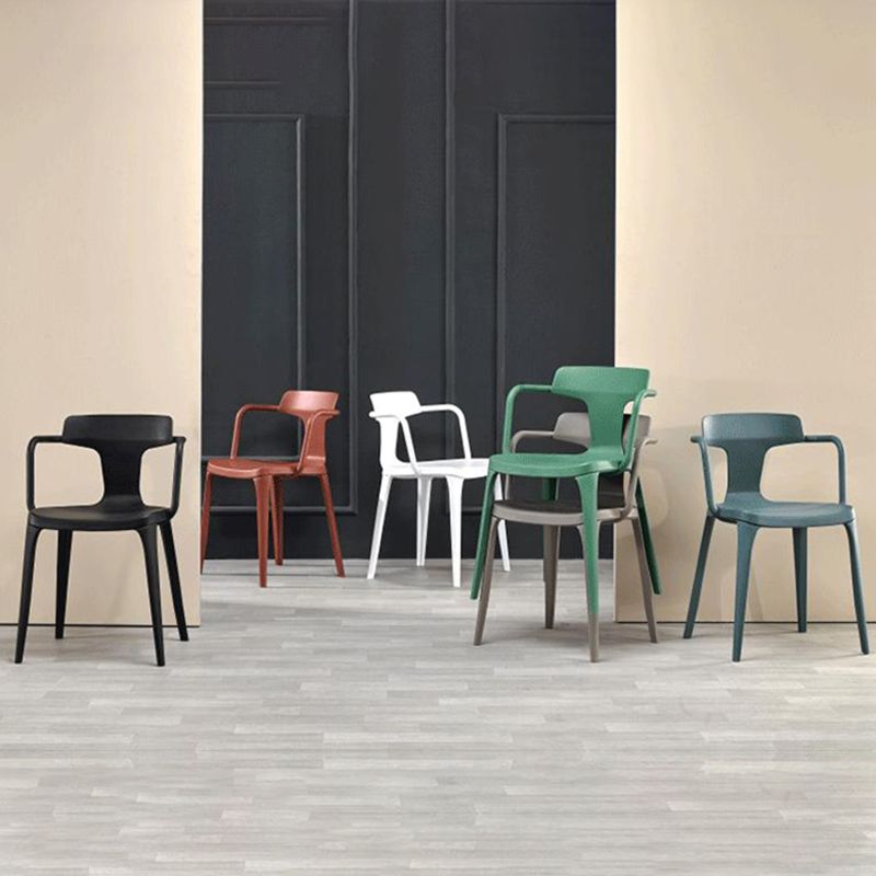 Contemporary Home Arm Chair Slat Back Plastic Stackable Dining Room Chair Clearhalo ' kitchen&dining_furn' 'Dining Chairs' 'Dining Tables & Seating' 'dining_chair' 'furn' 'furn_dining_chair' 'Furniture' 'furniture_dining_chair' 'Kitchen & Dining Furniture' 'kitchen' 1200x1200_bd50cbc4-adb8-4095-9e59-aafe190467cd