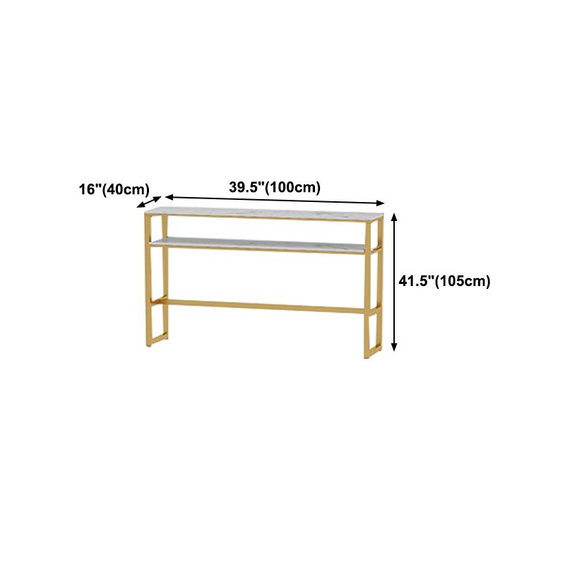 Glam Rectangle Faux Marble Bistro Table Indoor Iron Bar Dining Table with Trestle Pedestal Clearhalo 'Bar Furniture' 'Bar Tables' 'bar_tables' 'furn' 'furn_bar_tables' 'Furniture' 'furniture_bar_tables' 'Kitchen & Dining Furniture' 1200x1200_bd512eb4-e7b0-42b4-b742-8ce8f5eec761