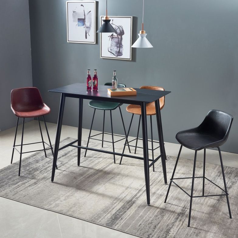 Contemporary Footrest Restaurant Stool Matte Finish Leather Barstool Clearhalo 'Bar Furniture' 'Bar Stools' 'bar_stools' 'furn' 'furn_bar_stools' 'Furniture' 'furniture_bar_stools' 'Kitchen & Dining Furniture' 1200x1200_bd515a96-4371-45cd-bb52-6b0cc40a808f