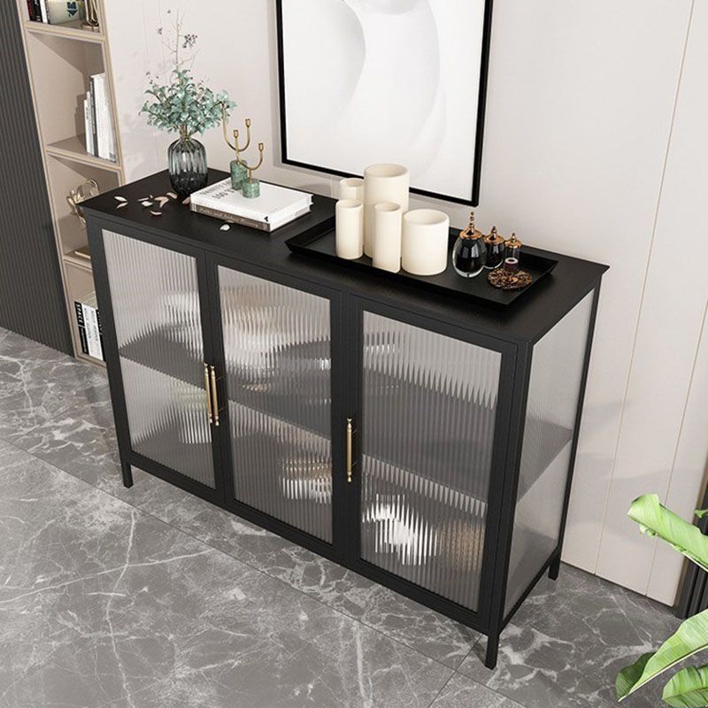 Glam Iron Dining Server Glass Doors Cabinet Sideboard per il ristorante