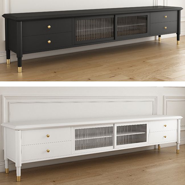 Rubberwood TV Media Stand 4-Drawer Enclosed Storage TV Stand Console Clearhalo 'furn' 'furn_tv_stands_entertainment_centers' 'Furniture' 'Living Room Furniture' 'TV Stands & Entertainment Centers' 'TV Stands & Media Storage Furniture' 'tv_stands_entertainment_centers' 1200x1200_bd53f865-52a9-40c2-9a71-6dac2616c6ff