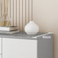 White Wooden Accent Cabinet with Door Modern Chest with 5 Drawers