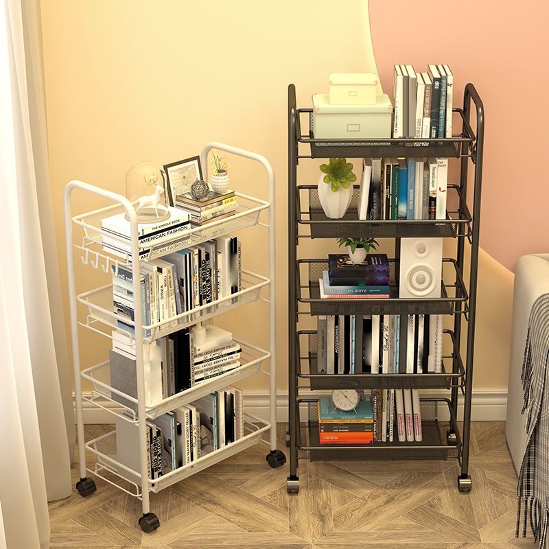 Industrial Steel Etagere Bookshelf Open Vertical Bookshelf with Caster Wheels Clearhalo 'Bookcases' 'furn' 'furn_bookcases' 'Furniture' 'furniture_bookcases' 'kitchen' 'kitchen_bookcases' 'Living Room Furniture' 'Office Furniture' 1200x1200_bd550e6e-831a-4db1-b3a6-0d5635d41ae9