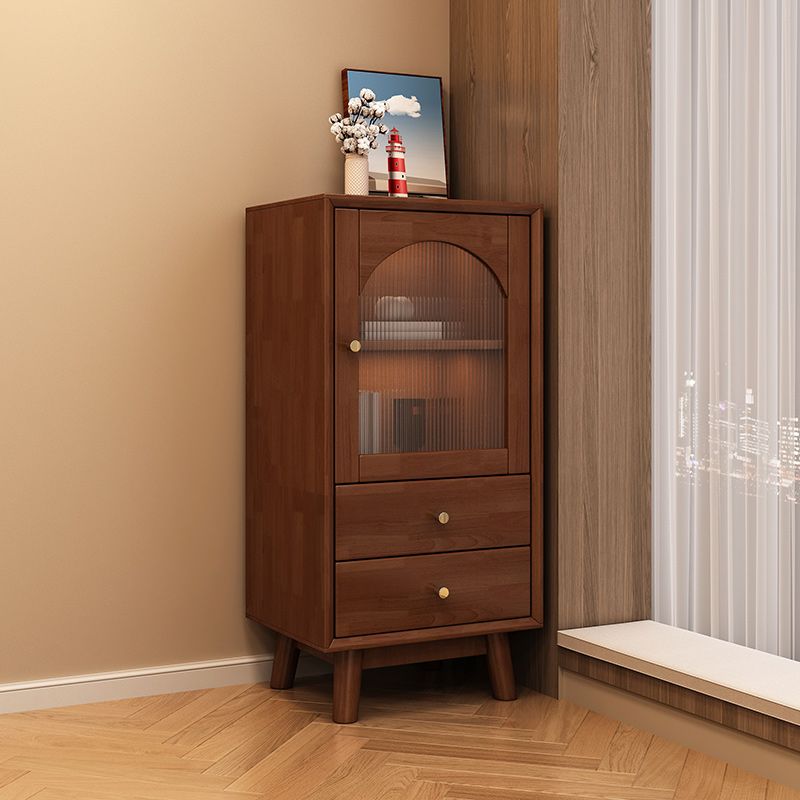 Rubberwood Accent Cabinet Modern Glass Paned Cabinet with Drawers Clearhalo 'Cabinets & Chests' 'cabinets_chests' 'furn' 'furn_cabinets_chests' 'Furniture' 'Living Room Furniture' 1200x1200_bd568c19-1568-4533-9bda-cdbda243ef1f
