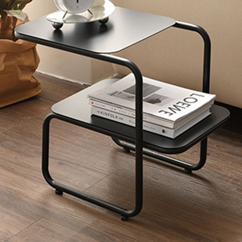 Modernistic Sled Base Side Table Rectangular Metal Top End Table with Shelf Clearhalo 'Coffee & Accent Tables' 'End & Side Tables' 'end_side_tables' 'furn' 'furn_end_side_tables' 'Furniture' 'Living Room Furniture' 1200x1200_bd574a3d-c45a-4a4d-a7c7-89e26b6858c7