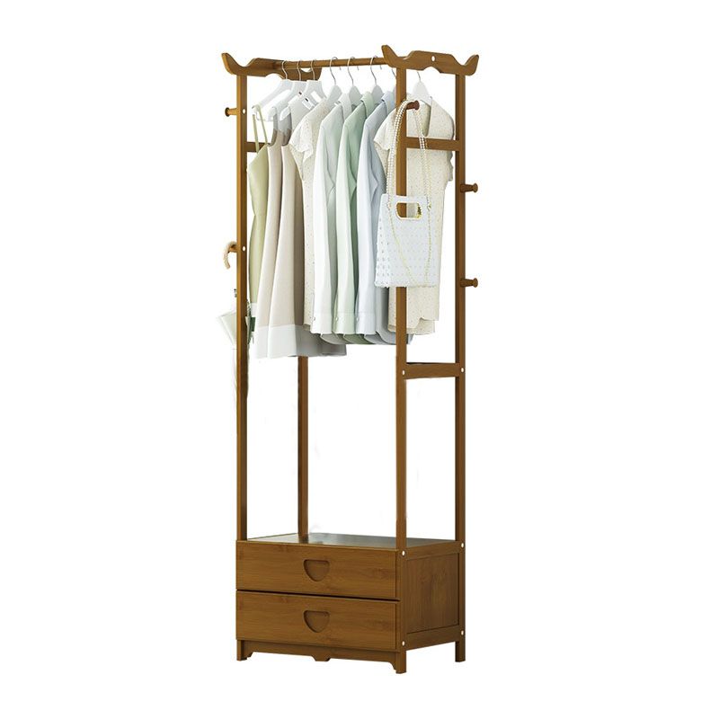 Free Standing Coat Rack Scandinavian Style Wooden Hall Stand with Drawer