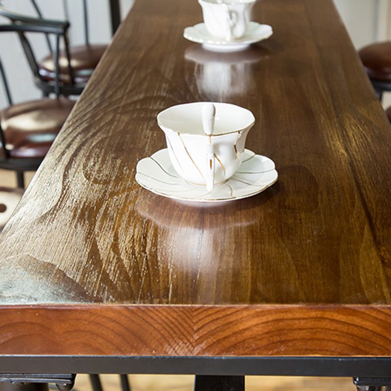 Table de tabouret de bar d'intérieur industriel, table de salle à manger en métal et bois