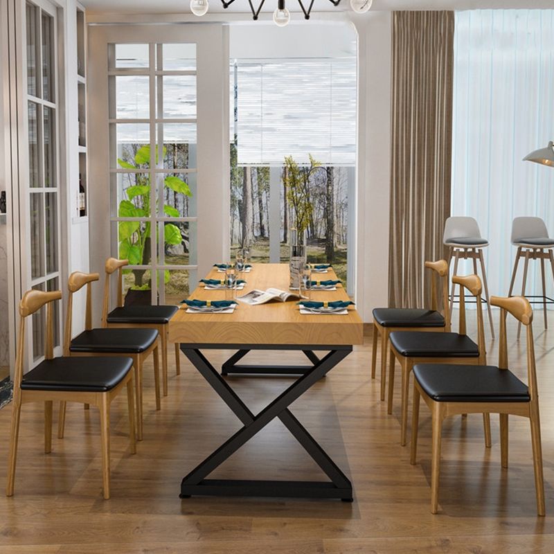 Ensemble de table à manger industrielle à double piédestal, ensemble de dinette en bois massif 1/2/7 pièces