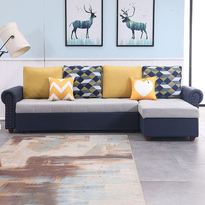 Rolled Arm Sectionals 116.14"L x 59.06"W x 38.58"H Cushion Back Sofa Bed with Storage Clearhalo 'furn' 'furn_sectionals' 'Furniture' 'furniture_sectionals' 'Living Room Furniture' 'Sectionals' 1200x1200_bd5cb758-3763-44e5-ba57-a5fb2b37f4c7