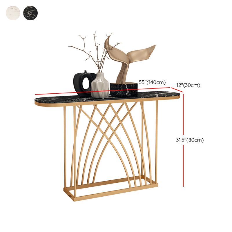 11.81" W Glam Oval Console Accent Table Antique Finish Console Sofa Table